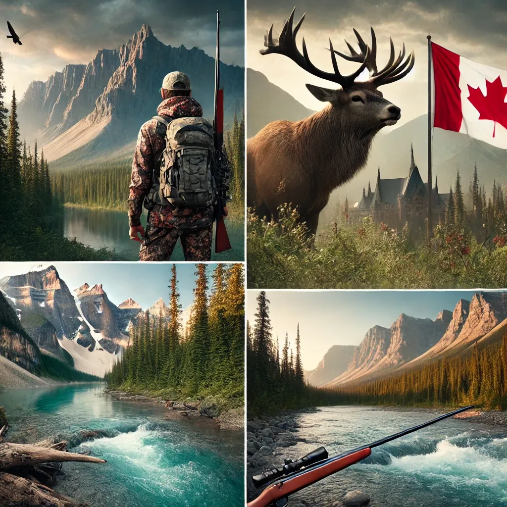 DALL·E 2024-08-29 16.23.23 - A breathtaking wilderness scene in Canada featuring elements like vast forests, towering mountains, and a clear river. The image should also include a
